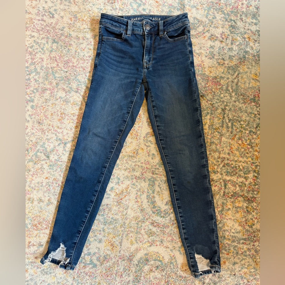 American Eagle Junior's Women's Blue Jeans, Sz 0, Super Stretch skinny jeans